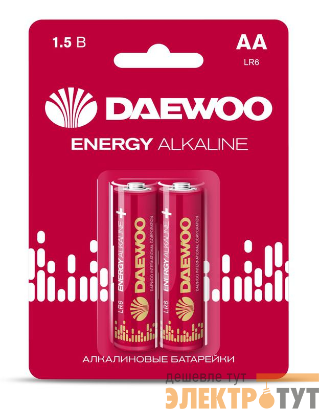 Элемент питания алкалиновый AA/LR6 1.5В Energy Alkaline 2021 BL-2 (уп.2шт) DAEWOO 5029750