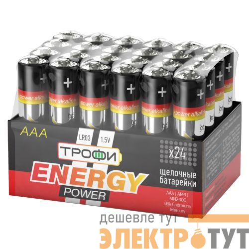 Элемент питания алкалиновый AAA/LR03 LR03-24 bulk ENERGY POWER Alkaline (уп.24шт) Трофи Б0035375