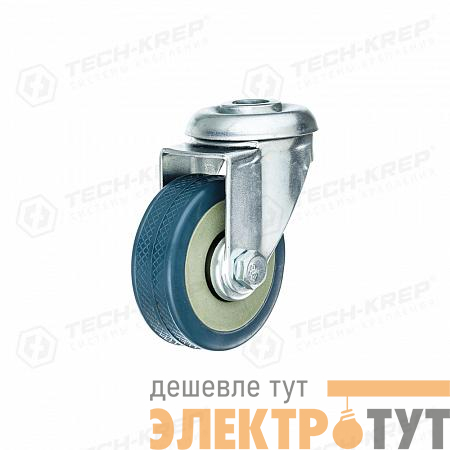 Колесо аппаратное поворотное п/п обод резина сер. подшипник скольжения под болт М10 d50 без тормоза Tech-Krep/Zitar 148506