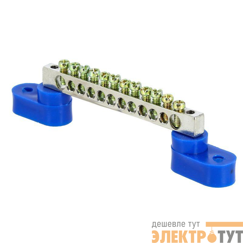 Шина нулевая N 6х9 12 отверст. цинк 2 син. угловых изолятора PROxima EKF sn1-63-12-2
