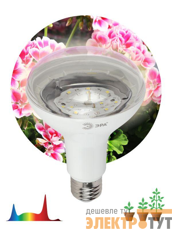 Лампа светодиодная для растений FITO-15W-Ra90-E27 BR30 15Вт 220-240В полноспектральная бел. спектр ЭРА Б0039173