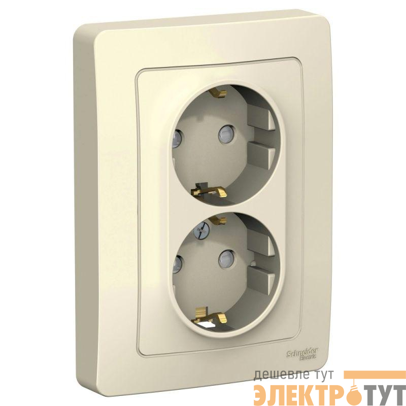 Розетка 2-м СП Blanca 16А IP20 250В с заземл. защ. шторки молоч. SE BLNRS001122
