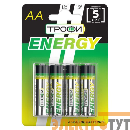 Элемент питания алкалиновый AA/LR6 LR6-4BL Eco (блист.4шт) Трофи Б0017046
