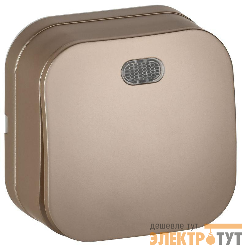 Выключатель 1-кл. ОП GLORY ВС20-1-1-ХШм 10А с индикацией шампань матов. IEK EVH11-K37M-10