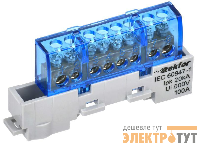 Шина нулевая N изол. на универс. держ. 6х9-8-С TEKFOR IEK TF-NN10-08-KL-K07