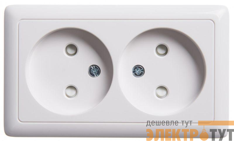 Розетка 2-м ОП Хит 16А IP20 без заземл. защ. шторки с изолир. пластиной бел. SE RA16-233I-B