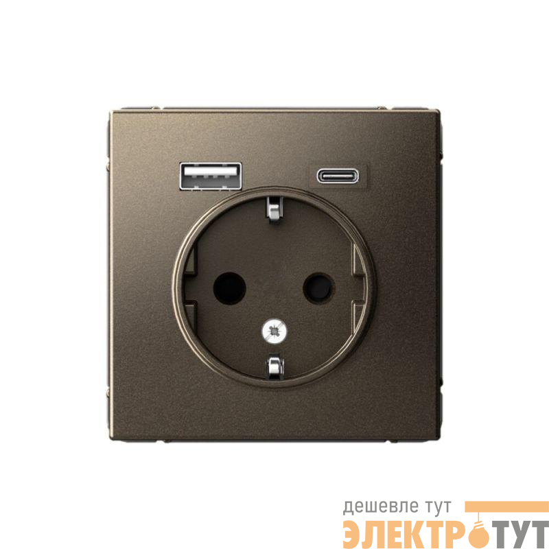 Розетка ArtGallery 16А с 2-мя заряд. устройствами USB A+C 5В/2.4А/3А 2х5В/1.5А механизм мокко SE GAL000632