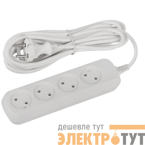 Удлинитель 4х5м без заземл. 10А IP20 GREEN LINE UDL-10-450 ПВС 2х0.75 Эра Б0065063