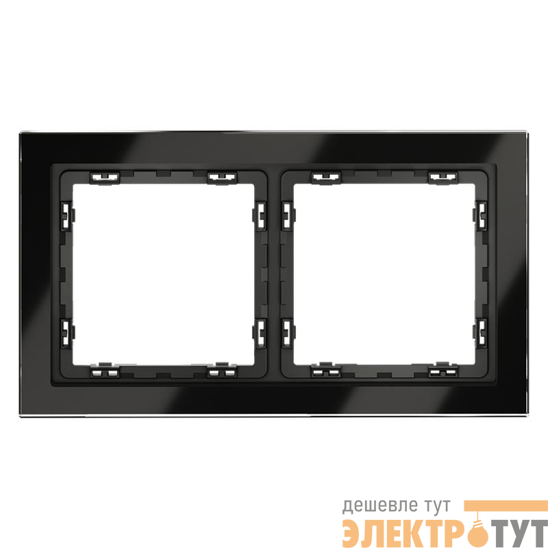 Рамка 2-м S70 стеклян. черн. Voltum VLS110208