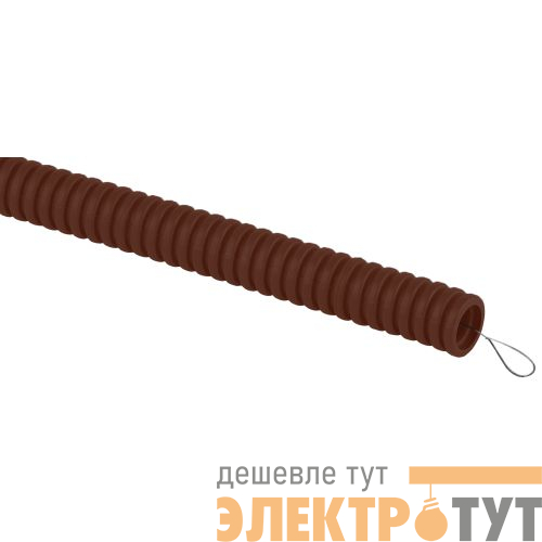 Труба гофрированная ПВХ легкая d20мм с протяжкой дуб (уп.25м) GOFR-20-25-PVС-O Эра Б0043215