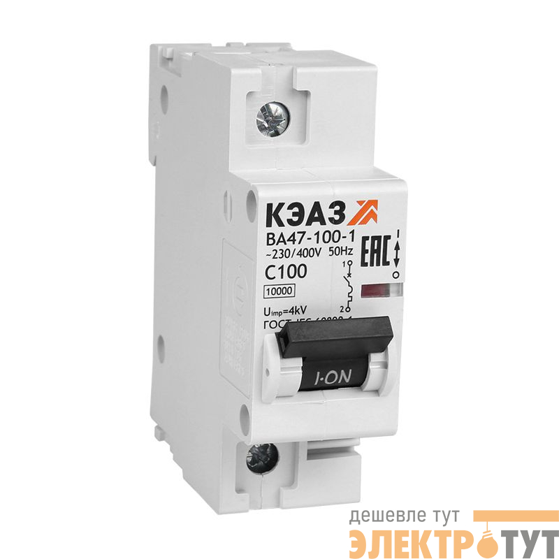 Выключатель автоматический модульный 1п C 25А 10кА ВА47-100-1C25-УХЛ3 КЭАЗ 318104