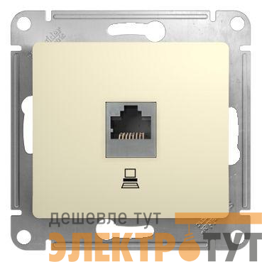 Розетка компьютерная 1-м СП Glossa RJ45 кат.5E механизм беж. SE GSL000281K