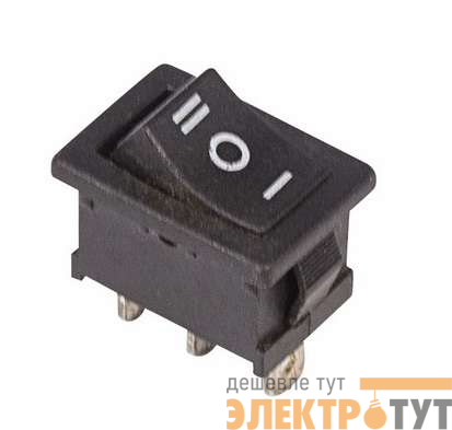 Выключатель клавишный 250В 6А (3с) ON-OFF-ON черн. с нейтралью Mini (RWB-205 SC-768) Rexant 36-2145