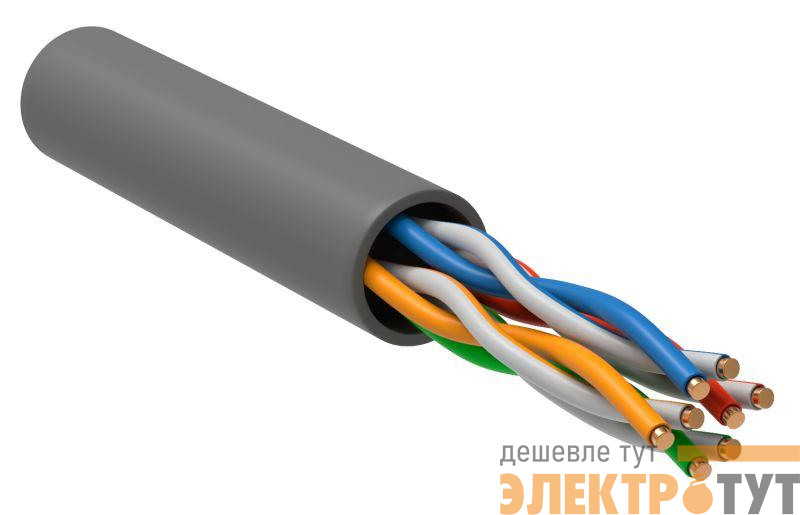 Кабель витая пара U/UTP кат.5E 4х2х24AWG solid PVC сер. (м) ITK LC1-C5E04-111