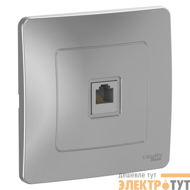 Розетка телефонная 1-м СП Blanca RJ11 алюм. SE BLNIS011003