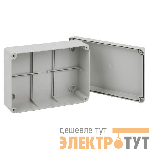 Коробка распаячная ОП 190х140х75мм приборная подъездная на винтах с гладкими стенками IP55 KORvp Эра Б0058944
