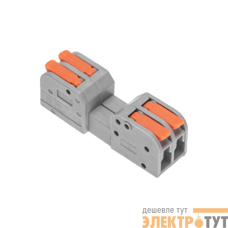 Клемма СМК 222-422R проходная разъемная 2 полюса сер. 0.2-2.5/4кв.мм Rexant 07-5262