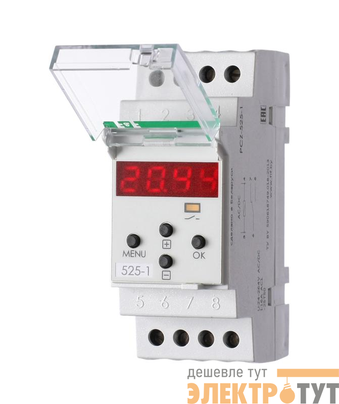 Реле времени астрономическое PCZ-525-1 16А 24-264В AC/DC 1перекл. IP20 ночной перерыв и годовая программа F&F EA02.002.011