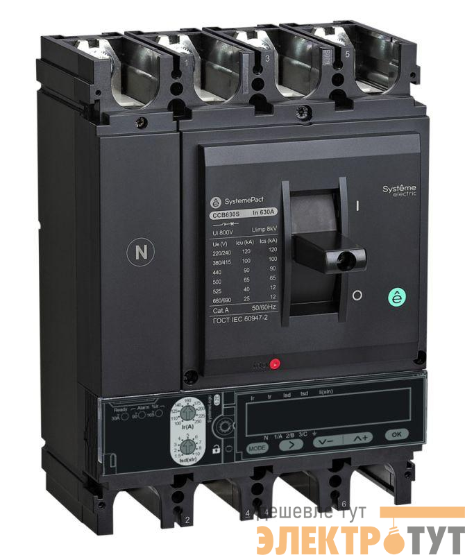 Выключатель автоматический SPC630 36кА S5.3E 4P4D 630А SE SPC630F63053E4DFC