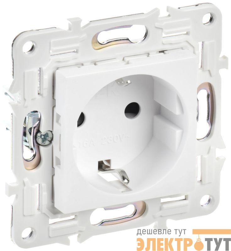 Розетка SKANDY 16А с заземл. защ. шторки SK-R04W арктич. бел. IEK SK-R14-16-K01