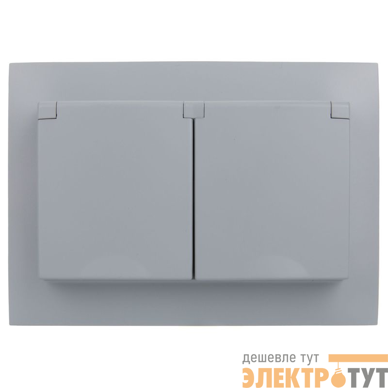 Розетка 2-м SKANDY 16А IP44 с крышкой в сборе SK-R12Gr сер. IEK SK-R26-16-44-K03-F