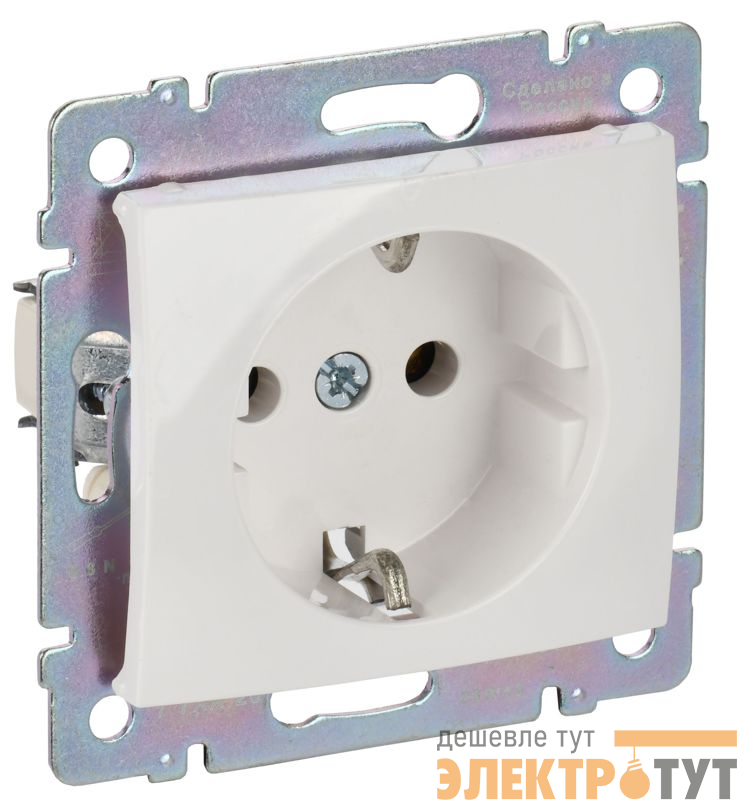 Розетка 1-м СП Valena 16А IP21 230/250В 2P+E с заземл. защ. шторки на винтах механизм бел. IEK 774421