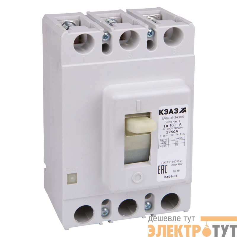 Выключатель автоматический 3п 25А 300Im 6кА ВА04-36-340010 УХЛ3 690В AC КЭАЗ 107552