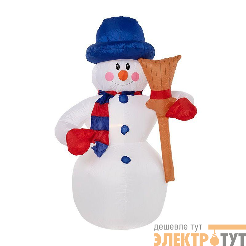 Фигура надувная 3D "Снеговик с метлой" 180см 4LED бел. 15Вт IP65 внутр. подсветка компрессор с адаптером 12В Neon-Night 511-122