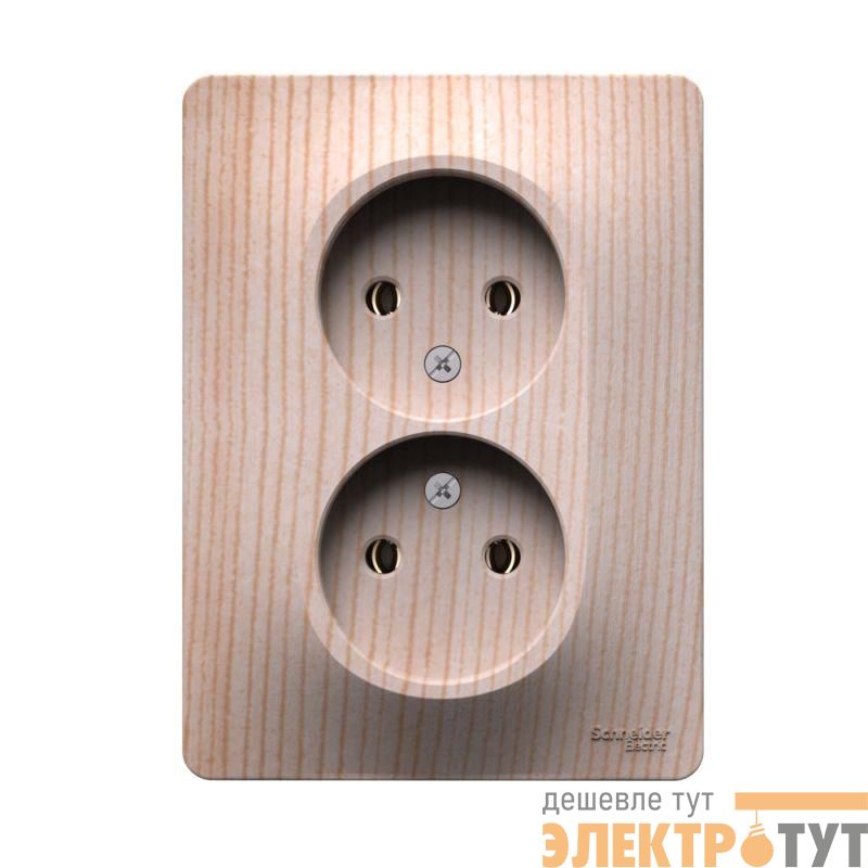 Розетка двойная Glossa 16А без заземл. в сборе сосна SE GSL001520