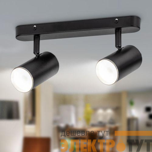 Светильник OL35-2 BK MR16 GU10 IP20 настен./потолочн. спот черн. хром Эра Б0056364