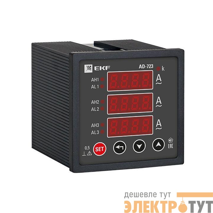 Амперметр цифровой AD-723 3ф на панель 72х72 EKF ad-723