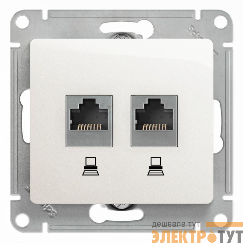 Розетка компьютерная 2-м Glossa RJ45 кат.5E механизм перламутр. SE GSL000685KK