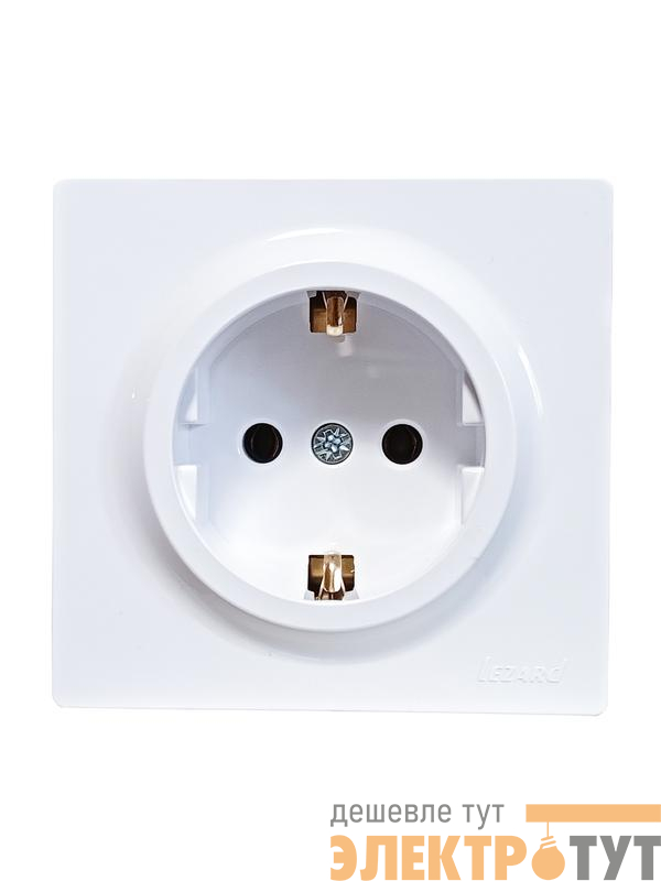 Розетка 1-м ОП LETO с заземл. ПБТ бел. LEZARD 752-0200-122B