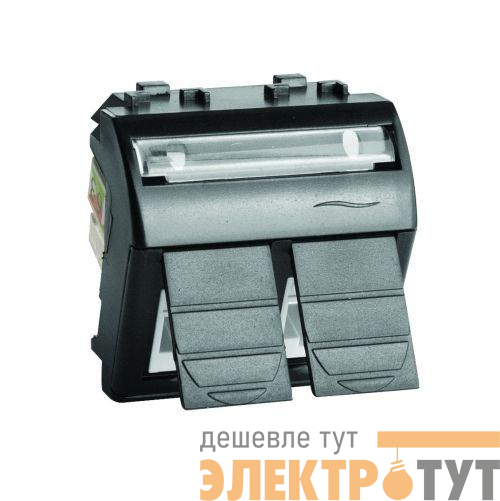 Розетка телефонная 2-м СП 2мод. Brava RJ12 черн. DKC 77122N