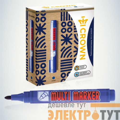 Маркер перманентный "Multi Marker" 3мм пулевидный син.002675 Crown Б0048240