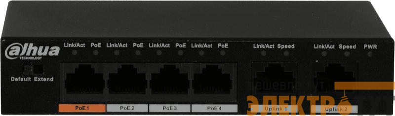 Коммутатор DH-PFS3006-4ET-60 4х100Мбит 4PoE неуправляемый Dahua 1084911