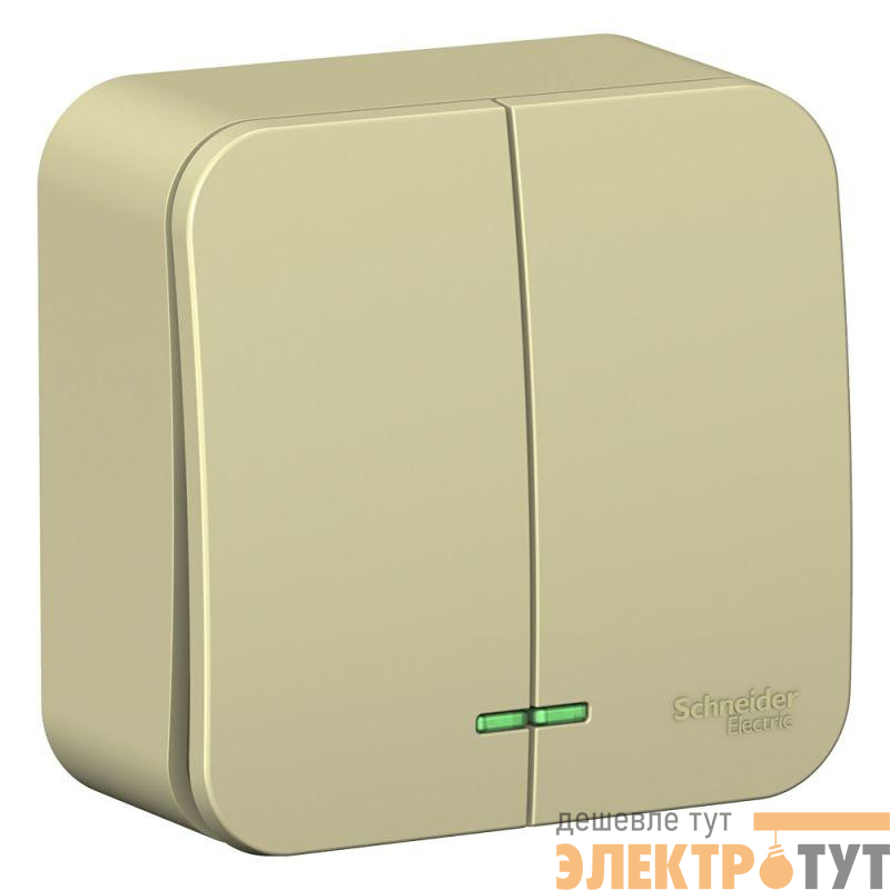 Выключатель 2-кл. ОП Blanca 10А IP20 (сх. 5) 250В с подсветкой с изолир. пластиной беж. SE BLNVA105117