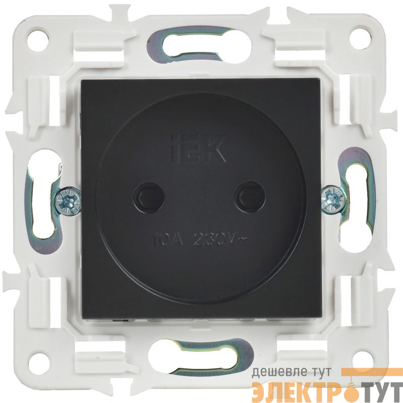 Розетка SKANDY 10А без заземл. защ. шторки SK-R01Bl черн. IEK SK-R13-10-K02