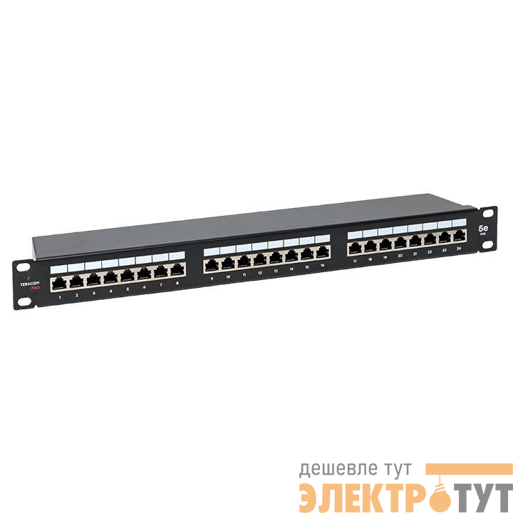 Патч-панель 19дюйм 1U кат.5E STP полн. экранир. 24 порта RJ45 Dual IDC с органайзером TERACOM PRO EKF TRP-PPNL-5ESTP-1U24