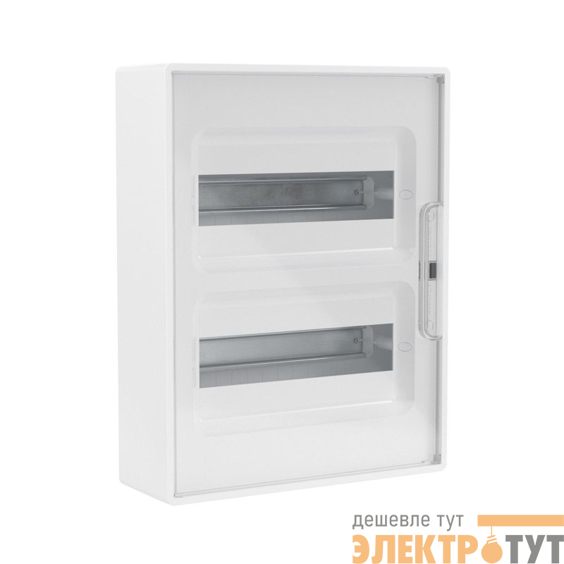 Щиток настенный Фрейм (FRAME) 24мод. с прозр. дверцей с 4 шинами PEN (2шт на 8 отверст. и 2шт на 6 отверст.) бел. DKC F24W1WT