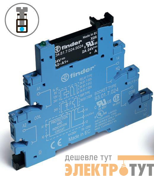 Реле модульное интерфейсное 2А 240В AC 24В DC IP20 винт. клеммы FINDER 388170248240