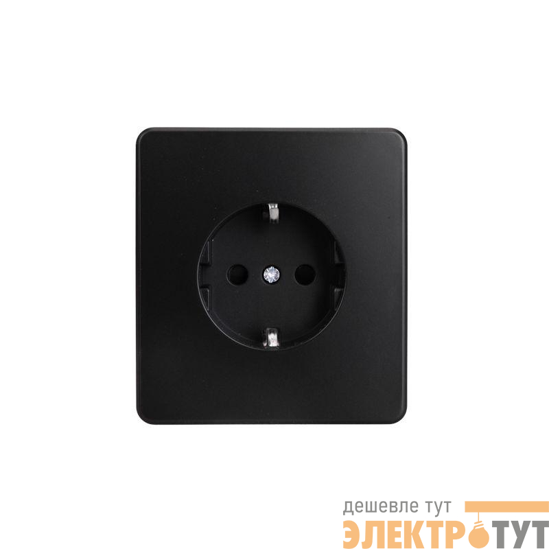 Розетка 1-м СП ROUND MIELE 16А с заземл. защ. шторки оникс Kranz KR-78-0701-3