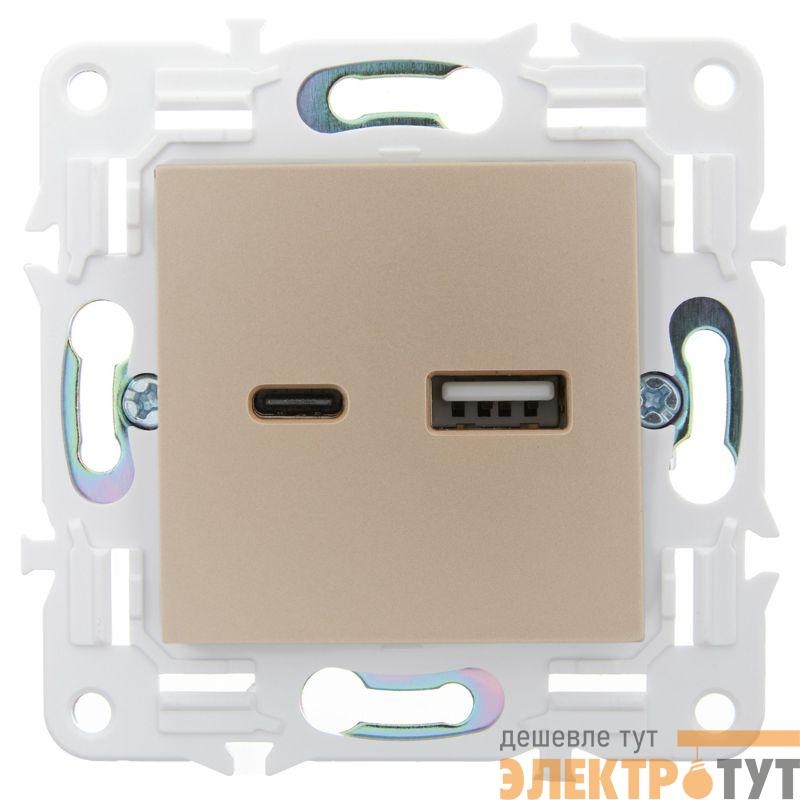 Розетка USB A+C 3.1А SKANDY SK-R14Sh шампань IEK SK-U22-D31-K37