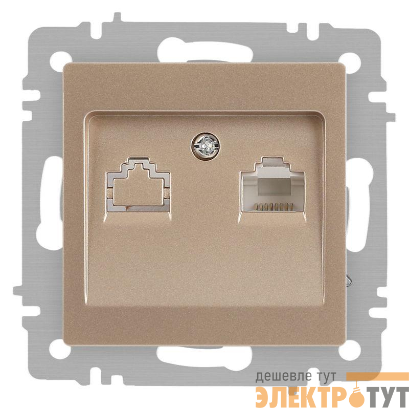 Розетка компьютерная 1-м СП Accent 6-303-04 RJ45 IP20 шампань Intro Б0063632