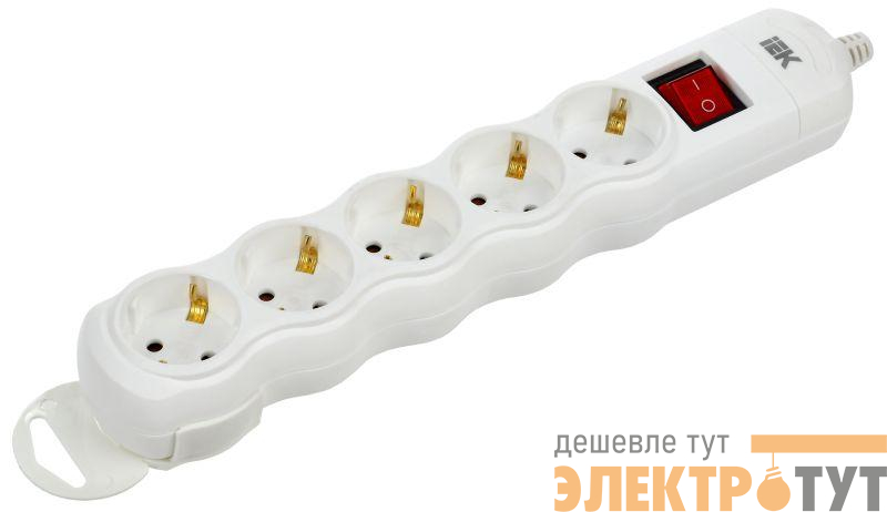 Колодка удлинителя 5-мест. с заземл. с выкл. РПр05В IEK WYP10-D-KP-16-05-ZKS-K01