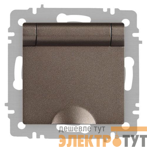 Розетка 1-м СП Accent 6-203-08 16А IP20 250В 2P+E Schuko с крышкой AL/CU Accent бронза Intro Б0063436