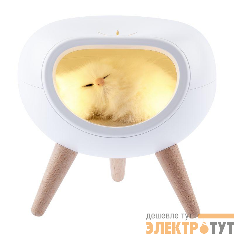 Светильник светодиодный NLED-467-1W-W ночник "Котик" бел. Эра Б0052814