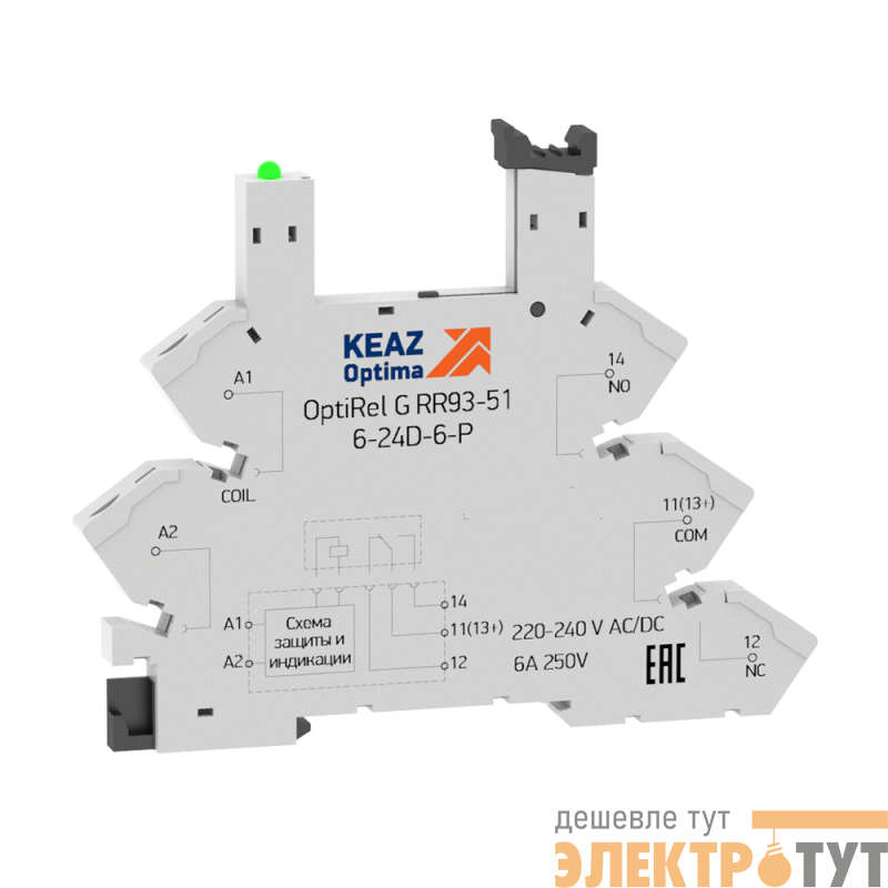Розетка для реле OptiRel G RR93-51-220-240U-6-P КЭАЗ 281163