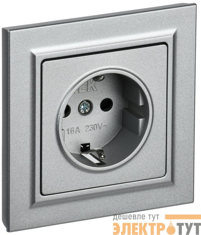 Розетка СП BRITE РСР14-1-0-БрА 16А в сборе с заземл. защ. шторки алюм. IEK BR-R14-16-K47-F