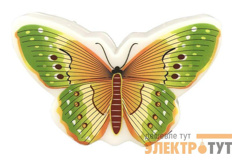 Светильник светодиодный NL-239 "Бабочка" 220В ночник с выкл. зел. Camelion 13814